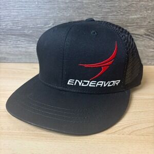 Endeavor Hat Cap Snap Back‎ Black Trucker Mesh Back Adjustable